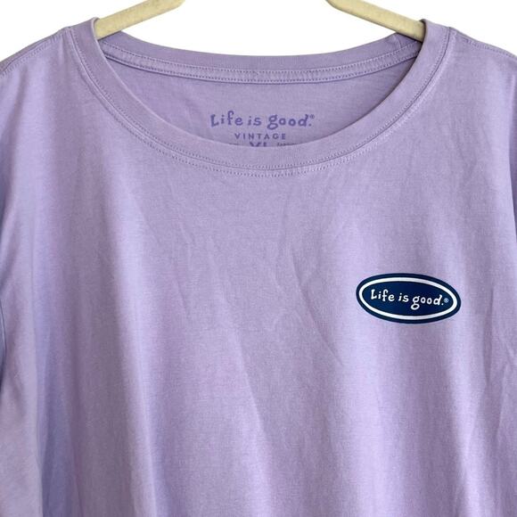 Life is Good Womens Long Sleeve Tee XL Purple Scoop Neck Ski Graphic - Picture 2 of 6